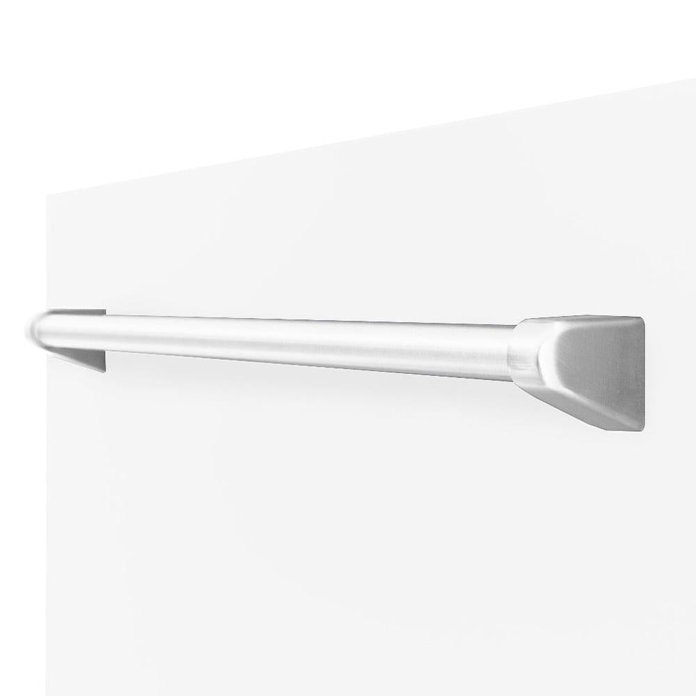 ZLINE 24 in. Tallac Series 3rd Rack Tall Tub Dishwasher in White Matte with Stainless Steel Tub, 51dBa (DWV-WM-24) close-up, handle.