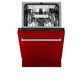 ZLINE 18 in. Tallac Series 3rd Rack Top Control Built-In Dishwasher in Red Gloss with Stainless Steel Tub, 51dBa (DWV-RG-18) front, half open.