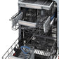 ZLINE 18 in. Tallac Series 3rd Rack Top Control Built-In Dishwasher in Red Gloss with Stainless Steel Tub, 51dBa (DWV-RG-18) close-up, adjustable dish racks and stainless steel tub.