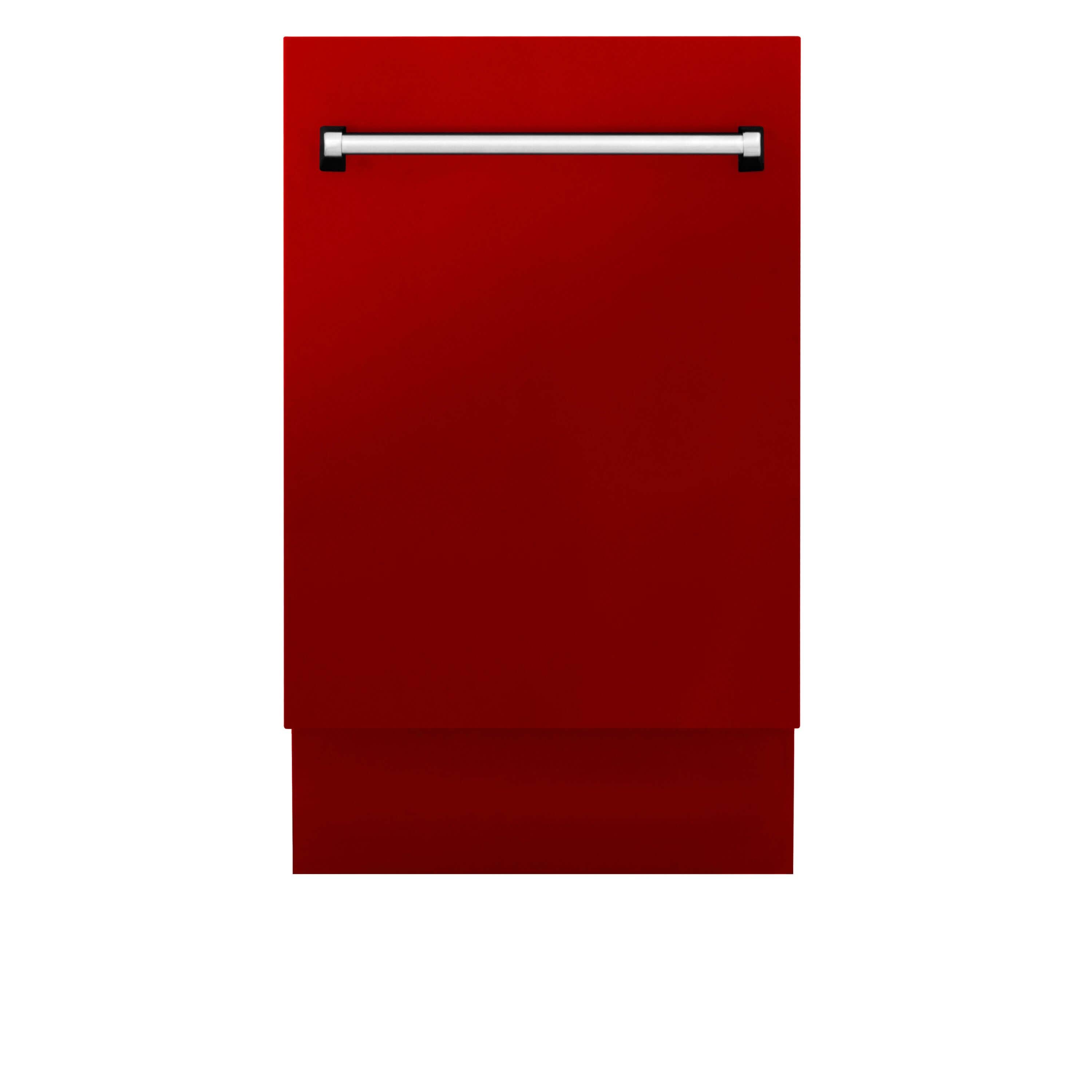 ZLINE 18 in. Tallac Series 3rd Rack Top Control Built-In Dishwasher in Red Gloss with Stainless Steel Tub, 51dBa (DWV-RG-18) front, closed.