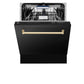 ZLINE Autograph Edition 24 in. Tallac Series 3rd Rack Top Control Built-In Tall Tub Dishwasher in Black Stainless Steel with Champagne Bronze Handle, 51dBa (DWVZ-BS-24-CB)