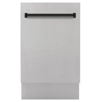 ZLINE Autograph Edition 18 in. Tallac Series 3rd Rack Top Control Built-In Dishwasher in Stainless Steel with Matte Black Handle, 51dBa (DWVZ-304-18-MB)
