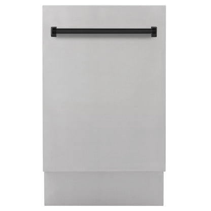 ZLINE Autograph Edition 18 in. Tallac Series 3rd Rack Top Control Built-In Dishwasher in Stainless Steel with Matte Black Handle, 51dBa (DWVZ-304-18-MB)