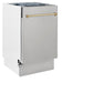 ZLINE Autograph Edition 18 in. Tallac Series 3rd Rack Top Control Built-In Dishwasher in Stainless Steel with Champagne Bronze Handle, 51dBa (DWVZ-304-18-CB) front, closed.