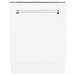 ZLINE 24 in. Tallac Series 3rd Rack Tall Tub Dishwasher in White Matte with Stainless Steel Tub, 51dBa (DWV-WM-24) 