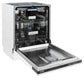 ZLINE 24 in. Tallac Series 3rd Rack Tall Tub Dishwasher in White Matte with Stainless Steel Tub, 51dBa (DWV-WM-24) side, open.