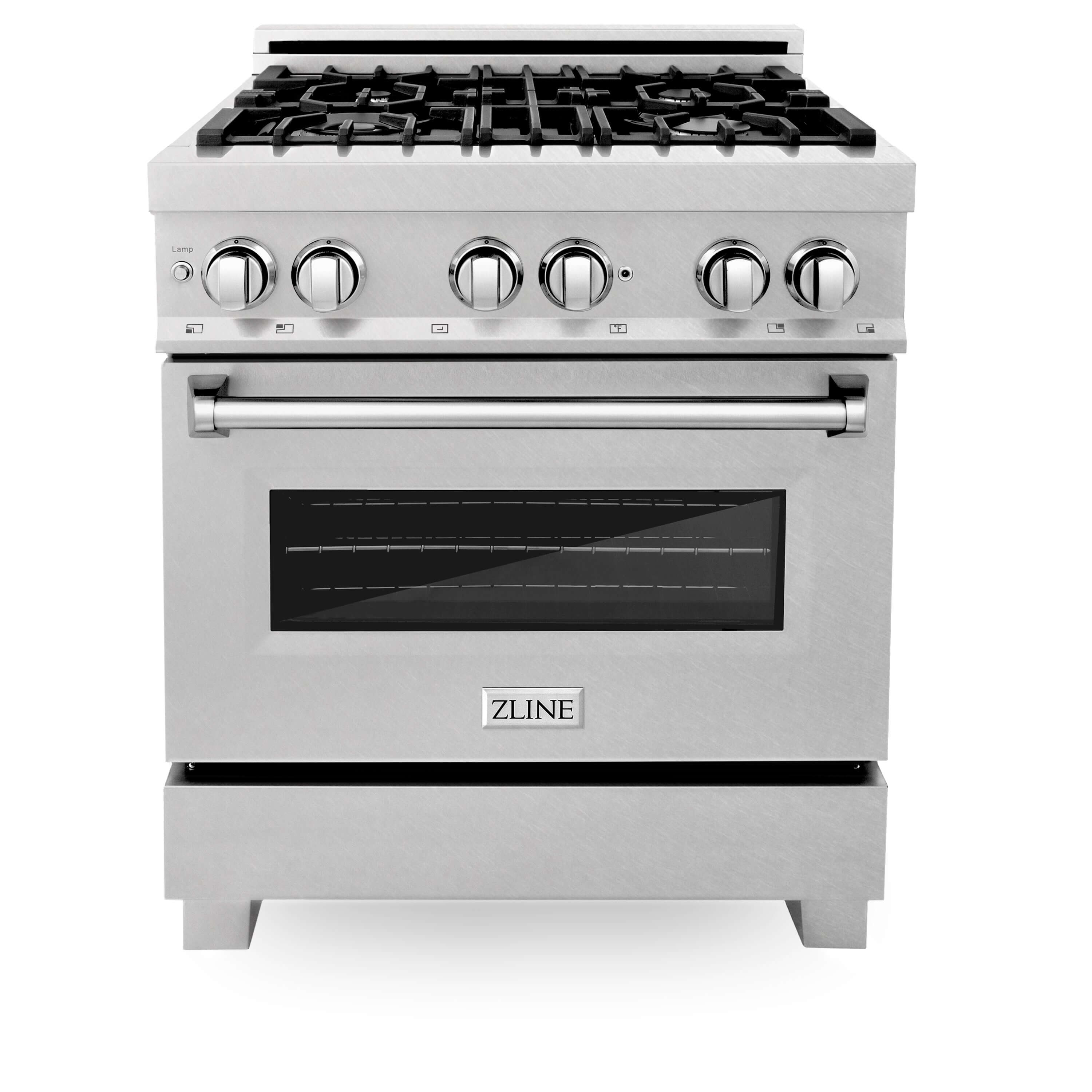 ZLINE 30 in. Kitchen Package with DuraSnow® Stainless Dual Fuel Range, Ducted Vent Range Hood and Dishwasher (3KP-RASRH30-DW)
