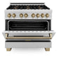 ZLINE Autograph Edition 36 in. 4.6 cu. ft. Legacy Dual Fuel Range with 6 Burner Gas Cooktop and Electric Convection Oven in Satin Stainless Steel and Champagne Bronze Accents, Open Box-Great Condition