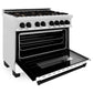 ZLINE Autograph Edition 36 in. 4.6 cu. ft. Legacy Dual Fuel Range with 6 Burner Gas Cooktop and Electric Convection Oven in Satin Stainless Steel with White Matte Door and Matte Black Accents, Open Box-Great Condition