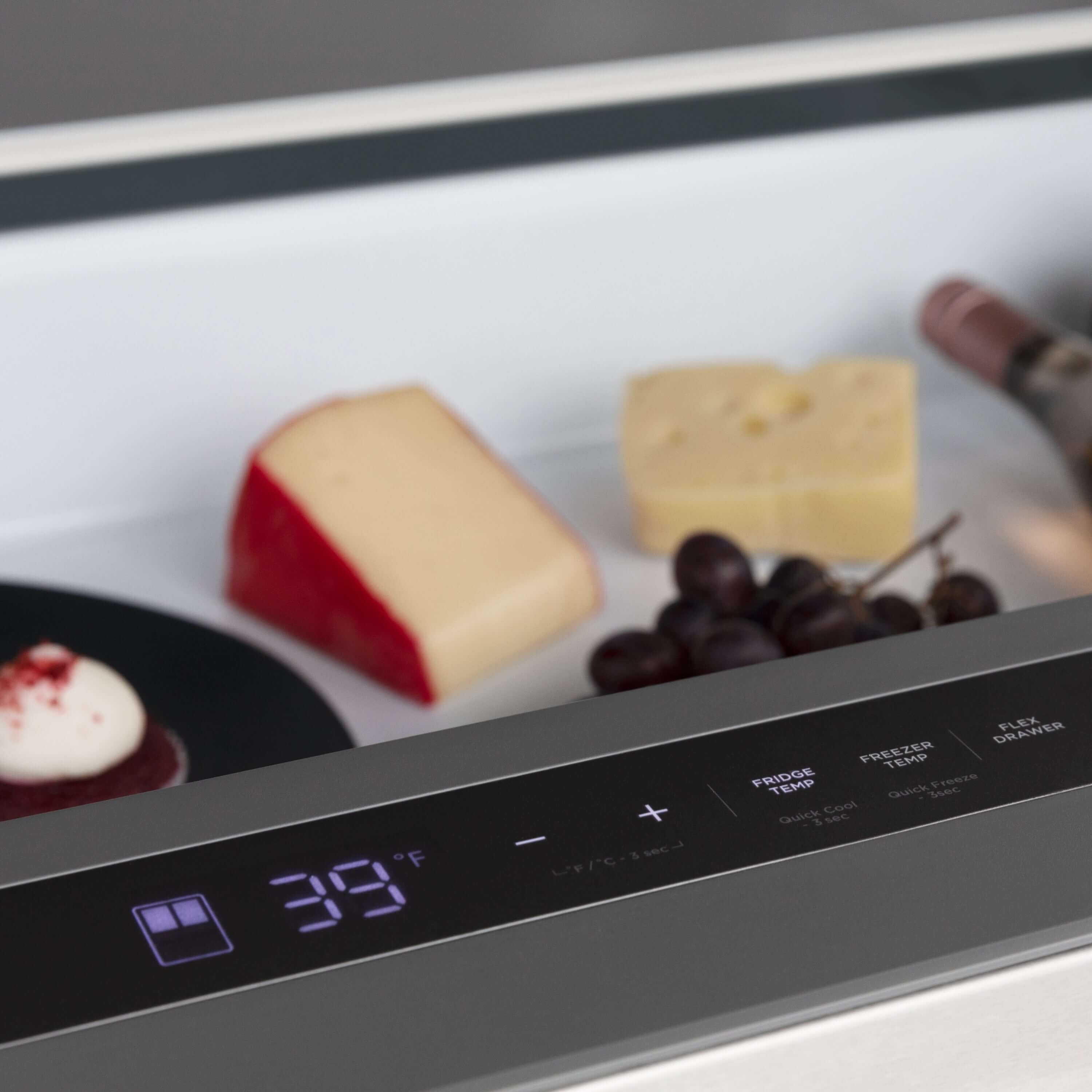 Internal adjustable temperature controls on ZLINE refrigerator.