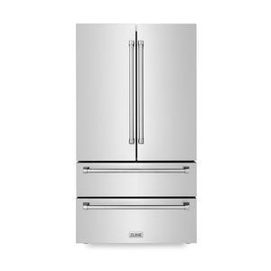 ZLINE 36 in. 22.5 cu. ft. Counter-Depth French Door Refrigerator with Ice Maker in Fingerprint-Resistant Stainless Steel (RFM-36)