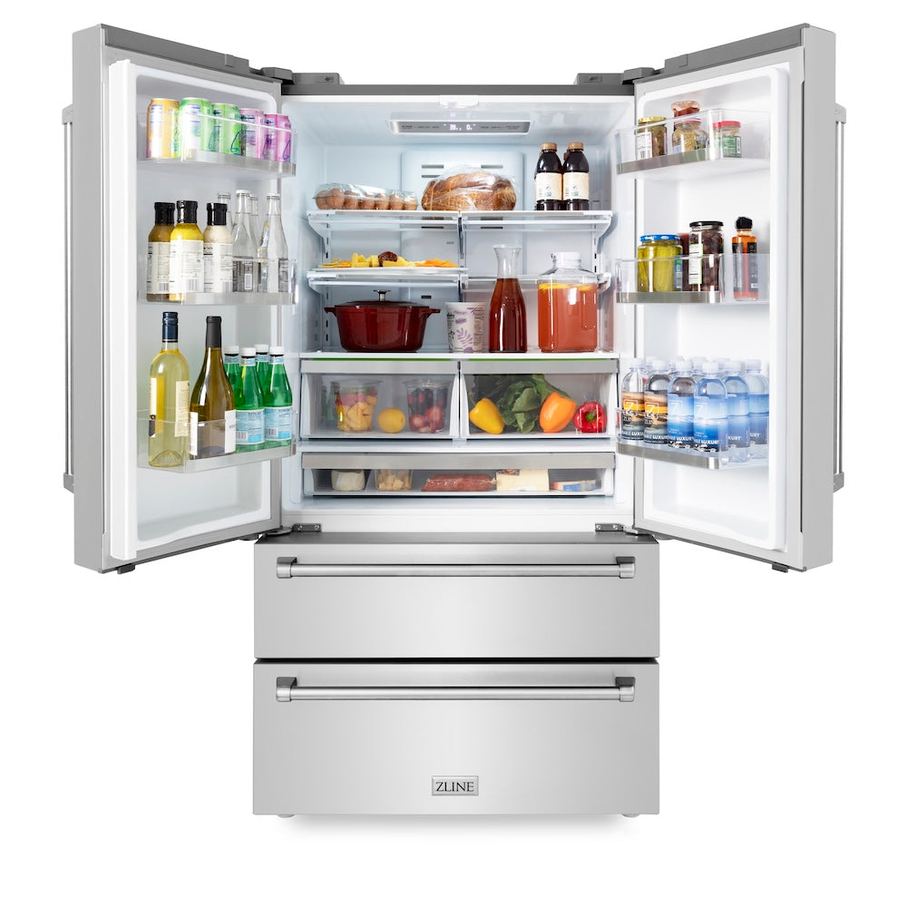 ZLINE 36 in. 22.5 cu. ft. Counter-Depth French Door Refrigerator with Ice Maker in Fingerprint-Resistant Stainless Steel, Open Box-Good Condition