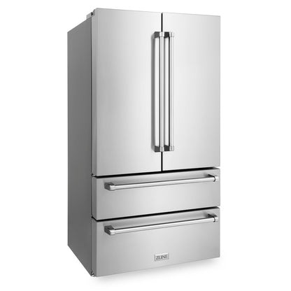 ZLINE 36 in. 22.5 cu. ft. Counter-Depth French Door Refrigerator with Ice Maker in Fingerprint-Resistant Stainless Steel, Open Box-Good Condition main image.