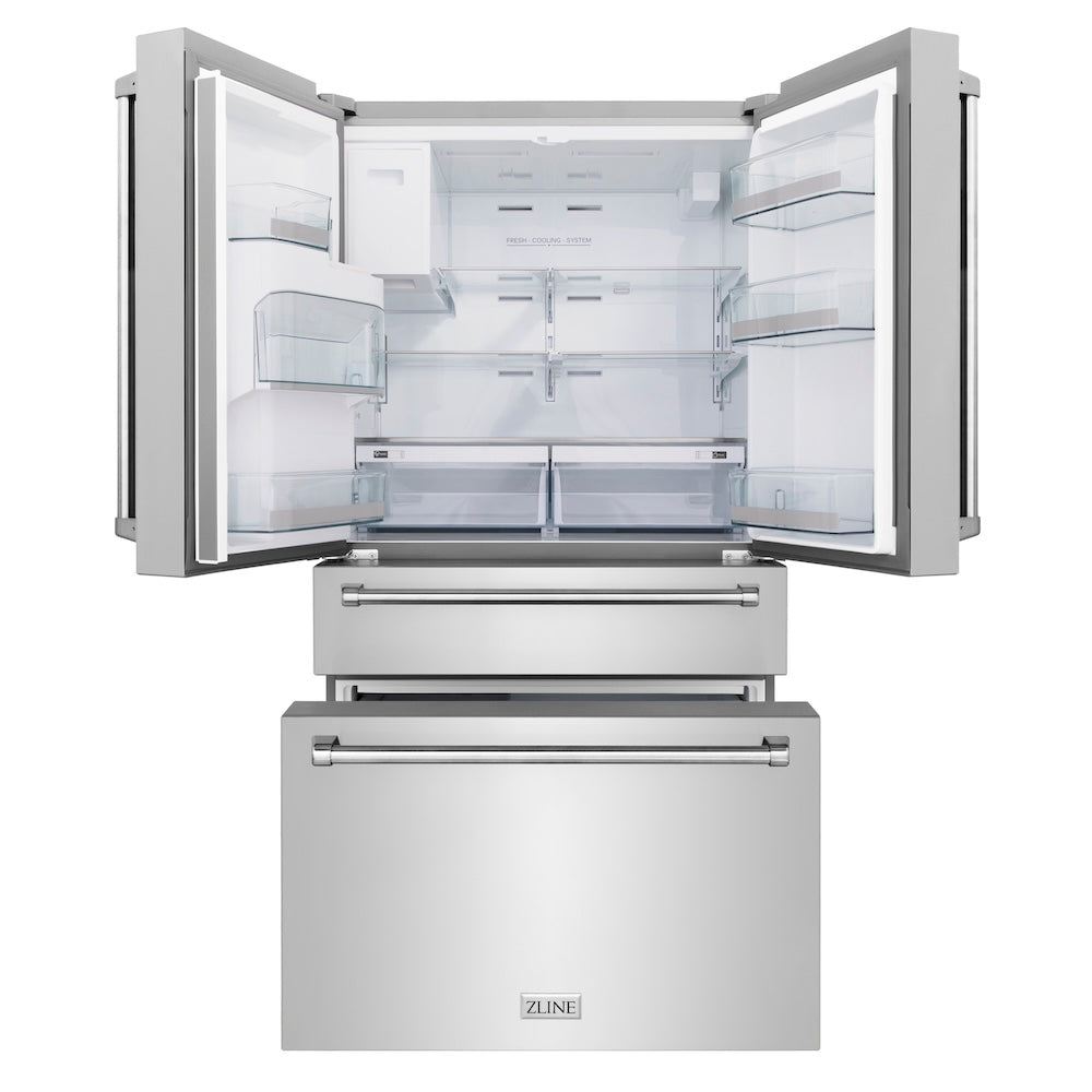 ZLINE 36 in. 21.6 cu. ft. Counter-Depth French Door Refrigerator with Water and Ice Dispenser in Fingerprint-Resistant Stainless Steel, Open Box-Excellent Condition