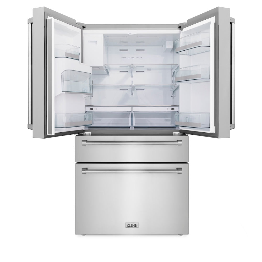 ZLINE 36 in. 21.6 cu. ft. Counter-Depth French Door Refrigerator with Water and Ice Dispenser in Fingerprint-Resistant Stainless Steel, Open Box-Excellent Condition
