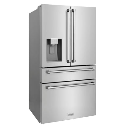 ZLINE 36 in. 21.6 cu. ft. Counter-Depth French Door Refrigerator with Water and Ice Dispenser in Fingerprint-Resistant Stainless Steel, Open Box-Good Condition main image.