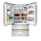 ZLINE Autograph Edition 36 in. 22.5 cu. ft. Counter-Depth French Door Refrigerator with Ice Maker in Fingerprint-Resistant Stainless Steel with Polished Gold Traditional Handles (RFMZ-36-G)