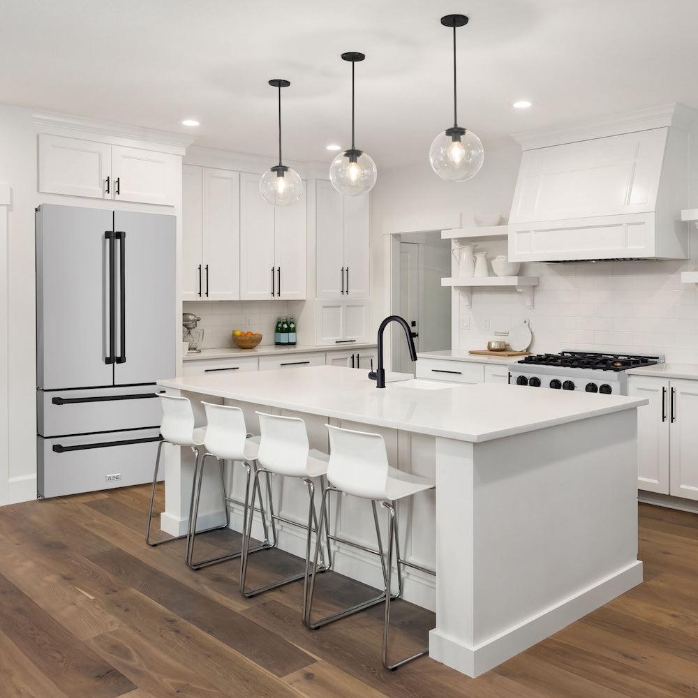 ZLINE Autograph Edition 48 in. Kitchen Package in Stainless Steel with Dual Fuel Range, Range Hood, Dishwasher and Refrigerator with Matte Black Accents (4KAPR-RARHDWM48-MB)