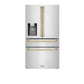 ZLINE Autograph Edition 30 in. Kitchen Package with Stainless Steel Dual Fuel Range, Range Hood, Dishwasher and Refrigeration with Polished Gold Accents (4AKPR-RARHDWM30-G)