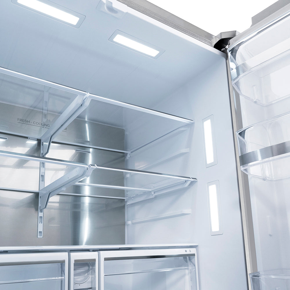 ZLINE 36 in. 28.9 cu. ft. Standard-Depth French Door External Water Dispenser Refrigerator with Dual Ice Maker in Fingerprint-Resistant Stainless Steel, Open Box-Good Condition