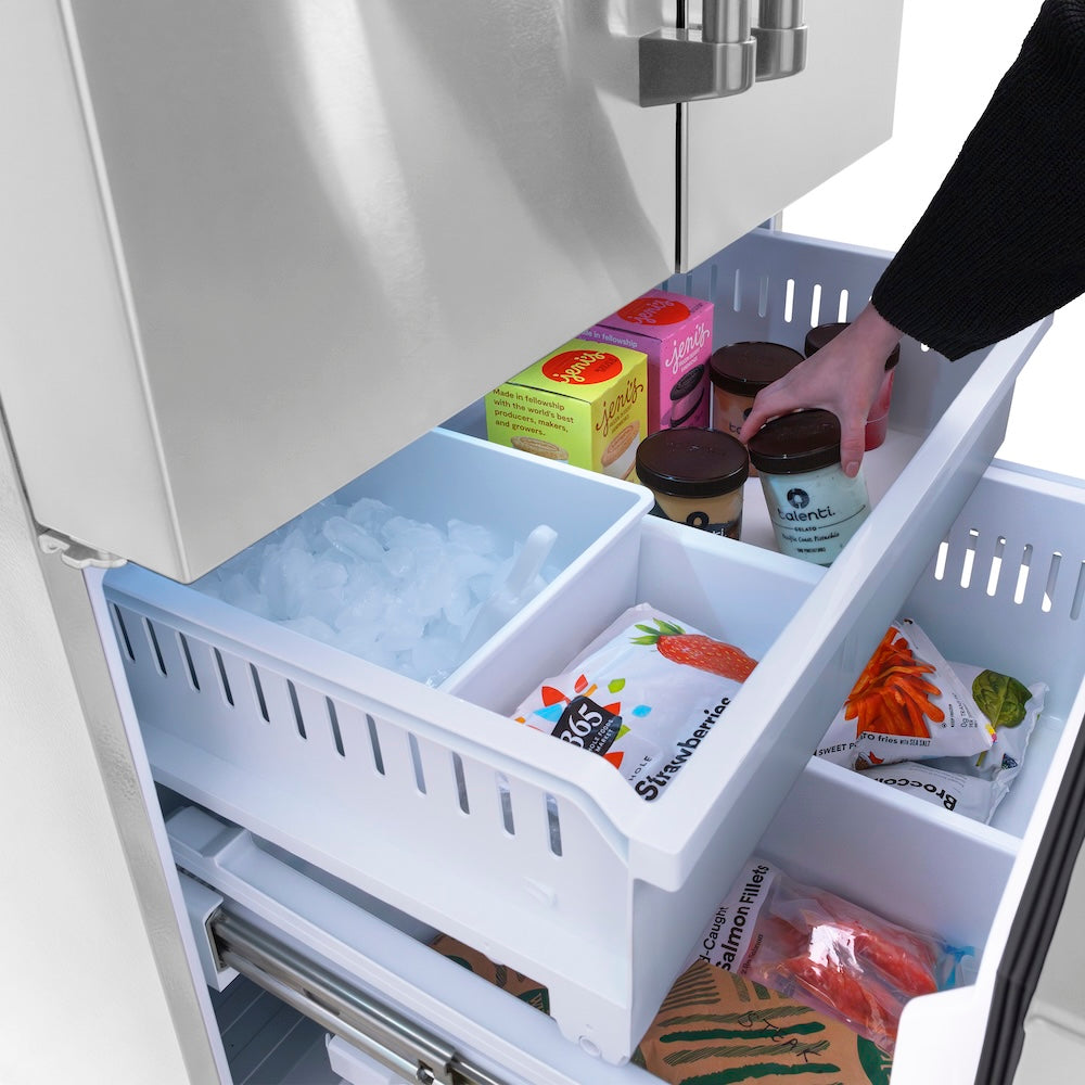 ZLINE 36 in. 28.9 cu. ft. Standard-Depth French Door External Water Dispenser Refrigerator with Dual Ice Maker in Fingerprint-Resistant Stainless Steel, Open Box-Excellent Condition