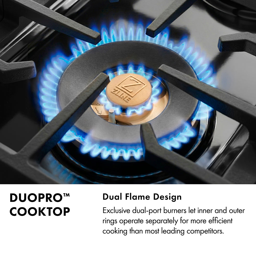 ZLINE 36 in. 5.2 cu. ft. Classic Dual Fuel Range with 6 Burner DuoPro™ Cooktop and Electric Convection Oven in Black Stainless Steel, Open Box-Great Condition
