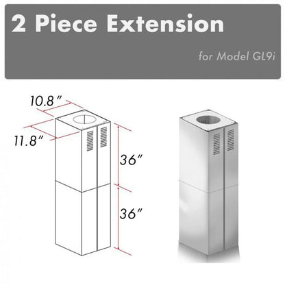 ZLINE 2-36 in. Chimney Extensions for 10 ft. to 12 ft. Ceilings (2PCEXT-GL9i)