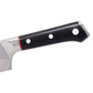ZLINE Mark Estee 8 in. Professional Japanese Damascus Steel Chef Knife (KCKT-ME-JD) close-up handle.