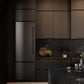 ZLINE 30 in. 16.1 cu. ft. Built-In Bottom Freezer Refrigerator with Water Dispenser and Ice Maker in Black Stainless Steel with Graphite Gray Interior (GRBIV-BS-30) lifestyle, in a luxury kitchen.