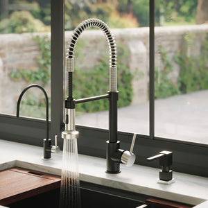 ZLINE Autograph Edition Apollo Pull-Down Spring Single-Handle Kitchen Faucet in Matte Black and Brushed Nickel (APL-KF-ZMBBN)