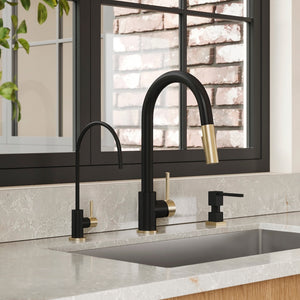 ZLINE Autograph Edition Single-Handle Drink Faucet in Matte Black and Champagne Bronze (FBV-ZMBCB)