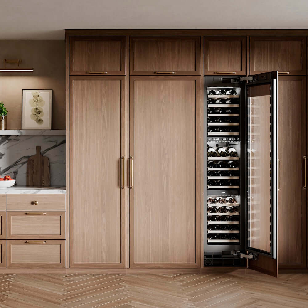 ZLINE 18 in. 9.0 cu. ft. Triple Zone 68 Bottle Panel Ready Right Hinge Column Wine Cooler (RBCWVR-18)