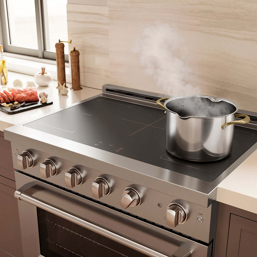 ZLINE 36 in. 5.2 cu. ft. Paramount Induction Range with 5 Element Cooktop and Electric Convection Oven in Stainless Steel (SINR36)