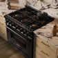 ZLINE 36 in. 5.2 cu. ft. Classic Dual Fuel Range with 6 Burner DuoPro™ Cooktop and Electric Convection Oven in Black Stainless Steel, Open Box-Great Condition
