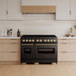 ZLINE Autograph Edition 48 in. 6.7 cu. ft. Classic Dual Fuel Range with 8 Burner DuoPro™ Cooktop and Dual Ovens in Black Stainless Steel and Champagne Bronze Accents, Open Box-Great Condition