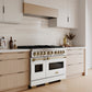 ZLINE Autograph Edition 48 in. 6.7 cu. ft. Classic Dual Fuel Range with 8 Burner DuoPro™ Cooktop and Dual Ovens with White Matte Doors and Champagne Bronze Accents, Open Box-Great Condition