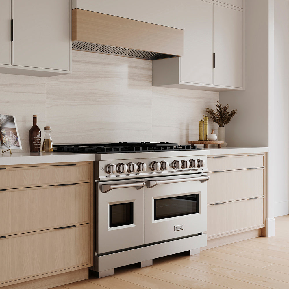 ZLINE 48 in. 6.7 cu. ft. Classic Gas Range with 8 Burner DuoPro™ Cooktop and Dual Ovens in Stainless Steel, Open Box-Great Condition
