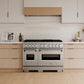 ZLINE 48 in. 6.7 cu. ft. Classic Dual Fuel Range with 8 Burner DuoPro™ Cooktop and Dual Ovens in Satin Stainless Steel, Open Box-Great Condition