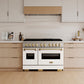ZLINE Autograph Edition 48 in. 6.7 cu. ft. Classic Gas Range with 8 Burner DuoPro™ Cooktop and Dual Ovens with White Matte Doors and Champagne Bronze Accents, Open Box-Great Condition