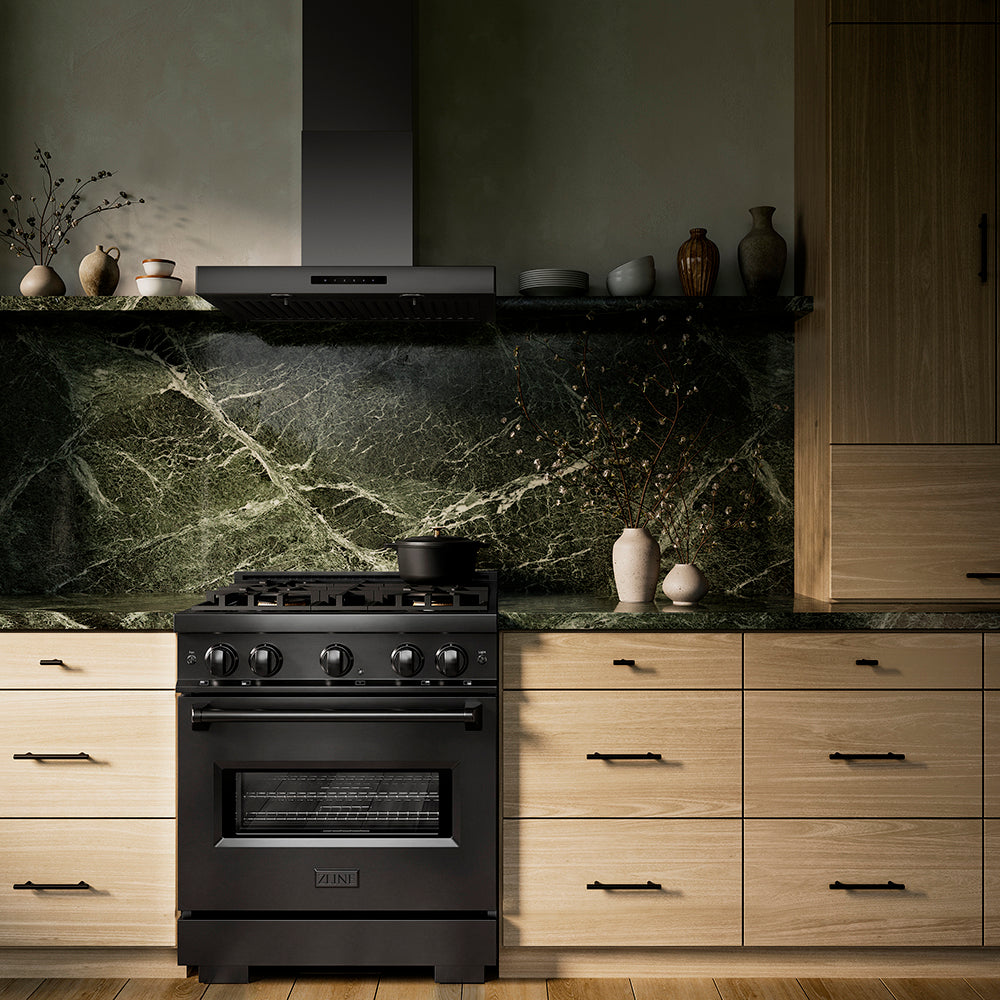 ZLINE 30 in. 4.2 cu. ft. Classic Dual Fuel Range with 4 Burner DuoPro™ Cooktop and Electric Convection Oven in Black Stainless Steel, Open Box-Great Condition