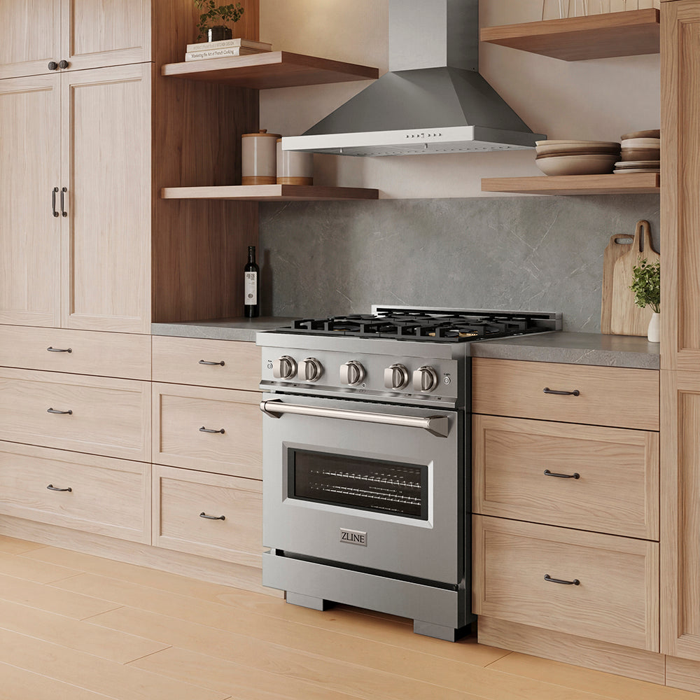 ZLINE 30 in. 4.2 cu. ft. Classic Gas Range with 4 Burner DuoPro™ Cooktop and Convection Gas Oven in Stainless Steel, Open Box-Great Condition