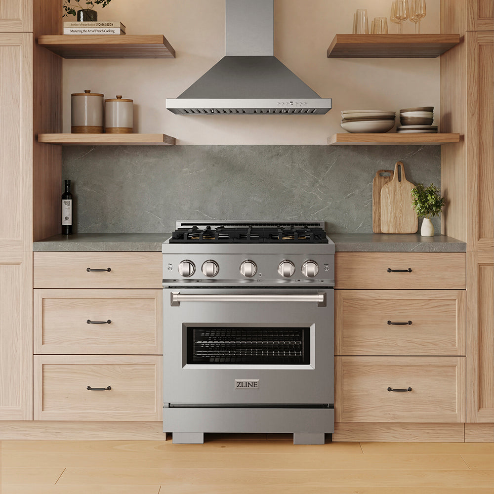ZLINE 30 in. 4.2 cu. ft. Classic Gas Range with 4 Burner DuoPro™ Cooktop and Convection Gas Oven in Stainless Steel, Open Box-Great Condition