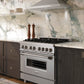 ZLINE 36 in. 4.6 cu. ft. Legacy Dual Fuel Range with 6 Burner Gas Cooktop and Electric Convection Oven in Stainless Steel with Satin Stainless Steel Door (RA-SN-36)