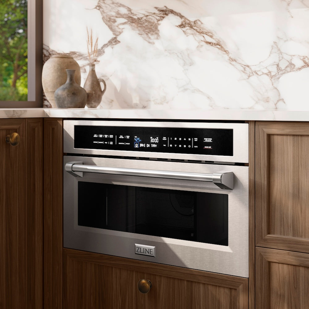 ZLINE 30 in. 1.6 cu ft. Built-in Convection Microwave Oven in Stainless Steel with Speed and Sensor Cooking, Open Box-Good Condition