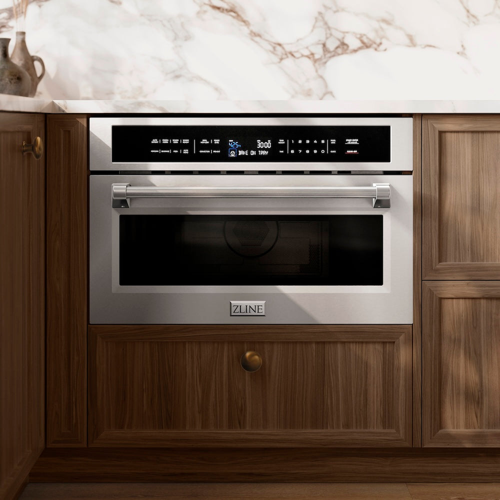 ZLINE 30 in. 1.6 cu ft. Built-in Convection Microwave Oven in Stainless Steel with Speed and Sensor Cooking, Open Box-Good Condition