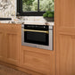 Modern kitchen with wooden cabinets and a ZLINE Autograph Edition 24 in. 1.2 cu. ft. Built-in Microwave Drawer with a Traditional Handle in Stainless Steel and Champagne Bronze Accents (MWDZ-1-H-CB)