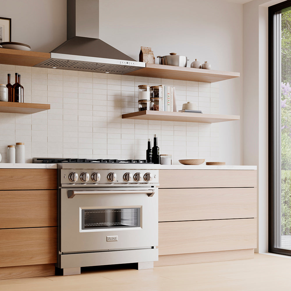ZLINE 36 in. 5.2 cu. ft. Classic Gas Range with 6 Burner DuoPro™ Cooktop and Convection Gas Oven in Stainless Steel, Open Box-Great Condition