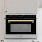 ZLINE Autograph Edition 24 in. 1.6 cu ft. Built-in Convection Microwave Oven in Stainless Steel with Polished Gold Accents (MWOZ-24-G) in a kitchen
