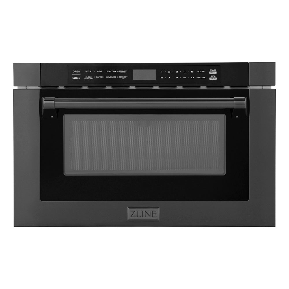 ZLINE 24 in. 1.2 cu. ft. Built-in Microwave Drawer with a Traditional Handle in Black Stainless Steel (MWD-1-BS-H) main image.