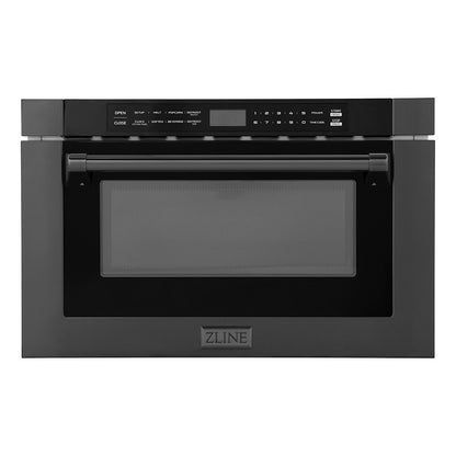 ZLINE 24 in. 1.2 cu. ft. Built-in Microwave Drawer with a Traditional Handle in Black Stainless Steel (MWD-1-BS-H)